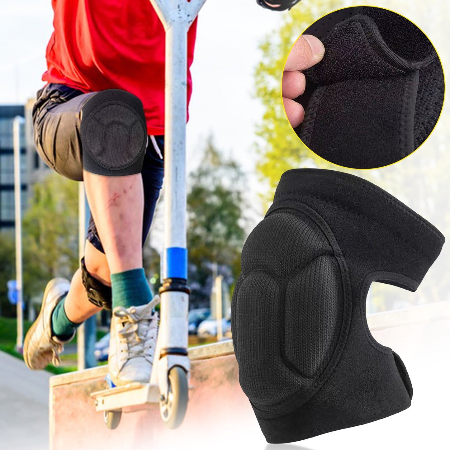 Darzheoy Adult Knee Pads for Gardening, Anti-Slip Collision Avoidance Kneepads with Thick EVA Foam, for House Cleaning, Construction Work, Volleyball, Football Knee Sleeve L Black