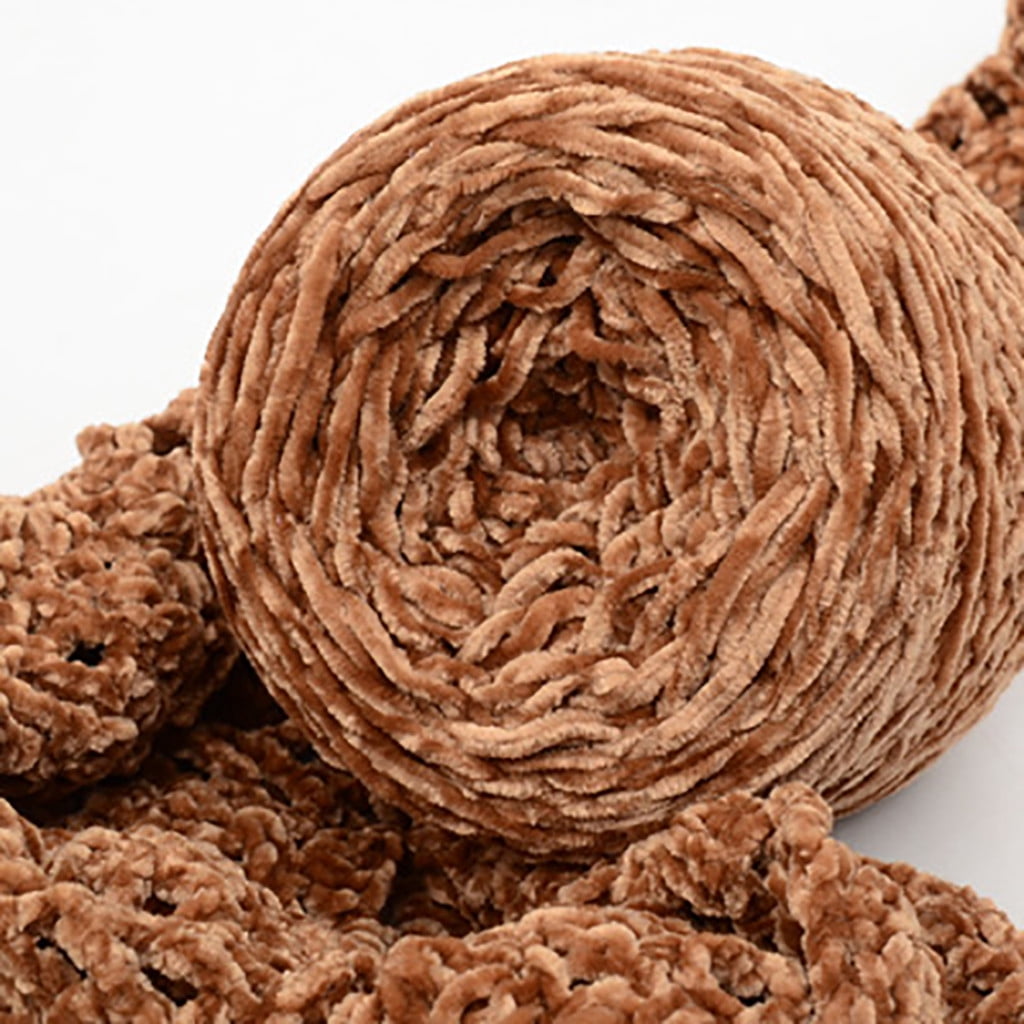 Chmadoxn DIY Velvet Chenille Yarn,Bulky Luxury Chenille Yarn for Crochet Hat Scarf Brown