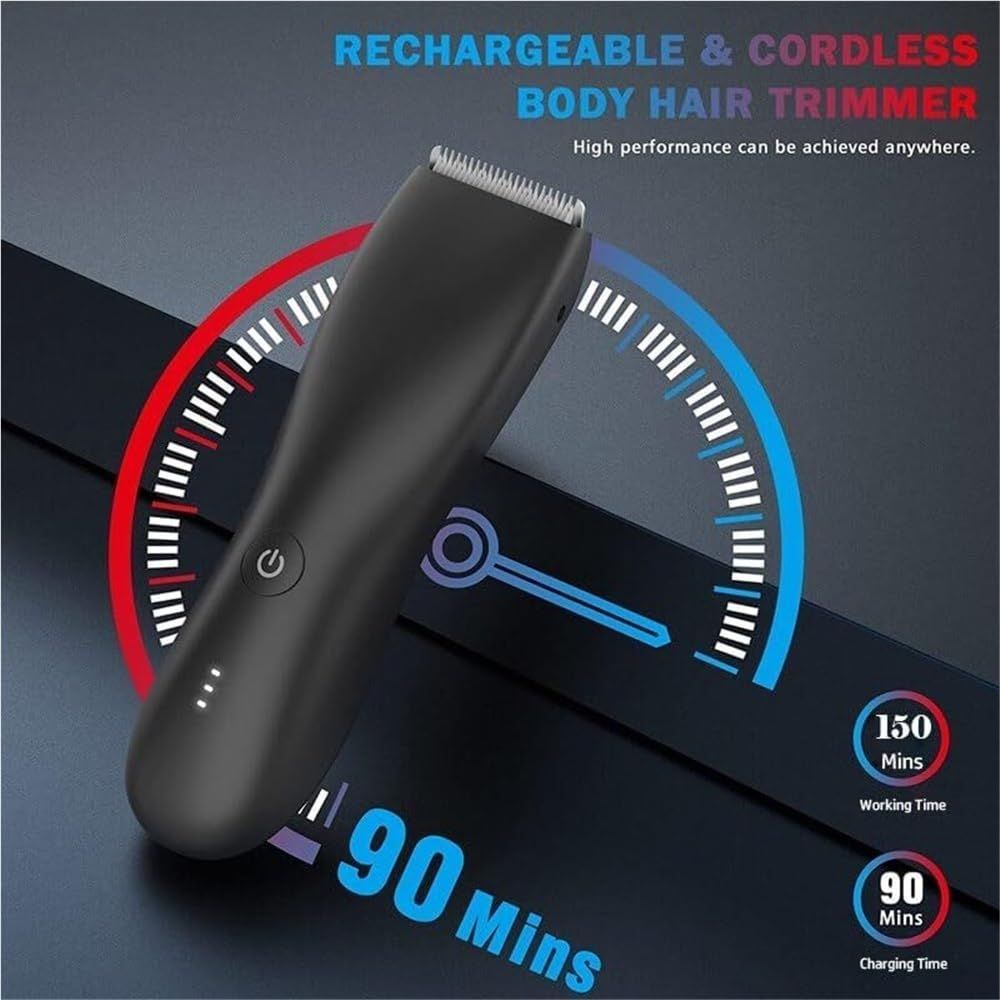 Body Hair Trimmer & Electric Shaver for Men and Women for Pubic Hair, Chest, Legs & Bikini Line, Waterproof & Rechargeable, （7800 Black Bottom）