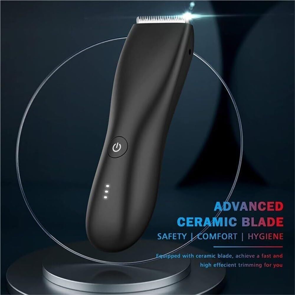 Body Hair Trimmer & Electric Shaver for Men and Women for Pubic Hair, Chest, Legs & Bikini Line, Waterproof & Rechargeable, （7800 Black Bottom）