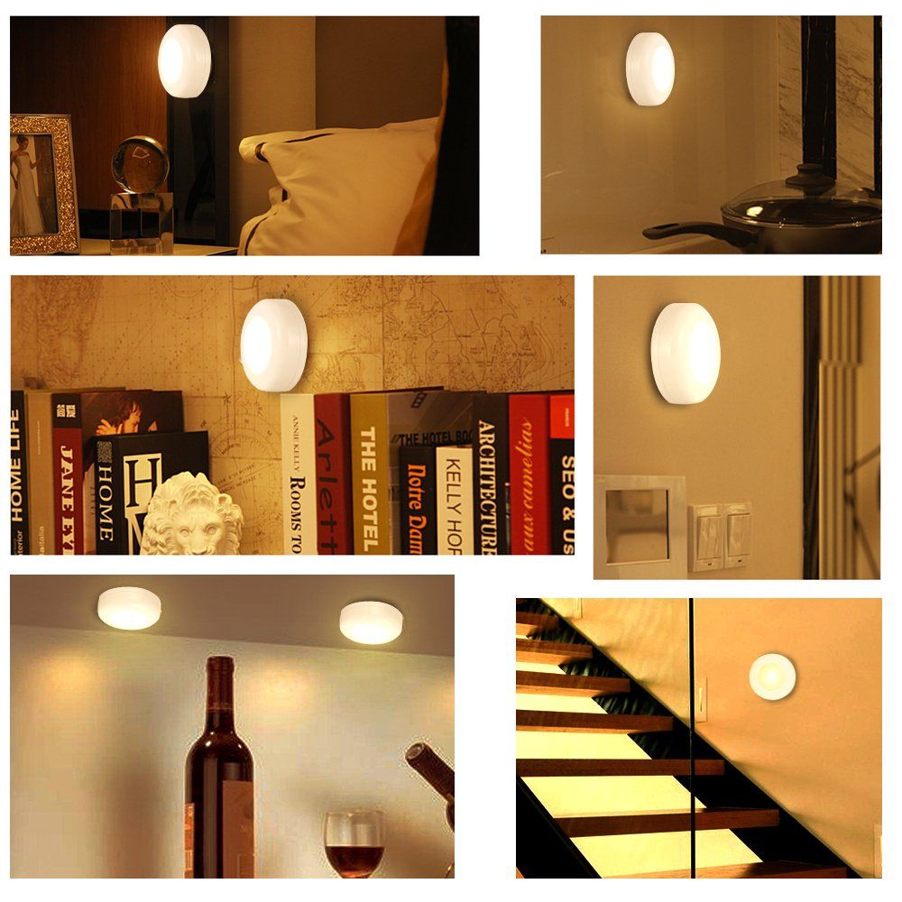 Closet Lights Battery Operated, Push Button, Tap, Press, LED with Remote Controll, Dimmable, Stick on Lights for Cabinet Counter Shelf (Six lights and two remote controls,Battery not included)