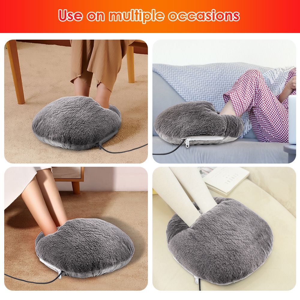 Electric Heated Foot Warmers USB Slippers for Men and Women, Heating Pad Feet Warmer,Foot Heating Warmer for Heat Therapy and Pain Relief Gray