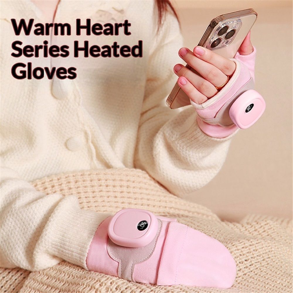 Heated Gloves for Women, Upgraded Smart Thermostatic Electric Heated Fingerless Gloves Rechargeable for Women Men, Winter Hand Warmer for Work Cycling Skiing Outdoor Snow (Pink)