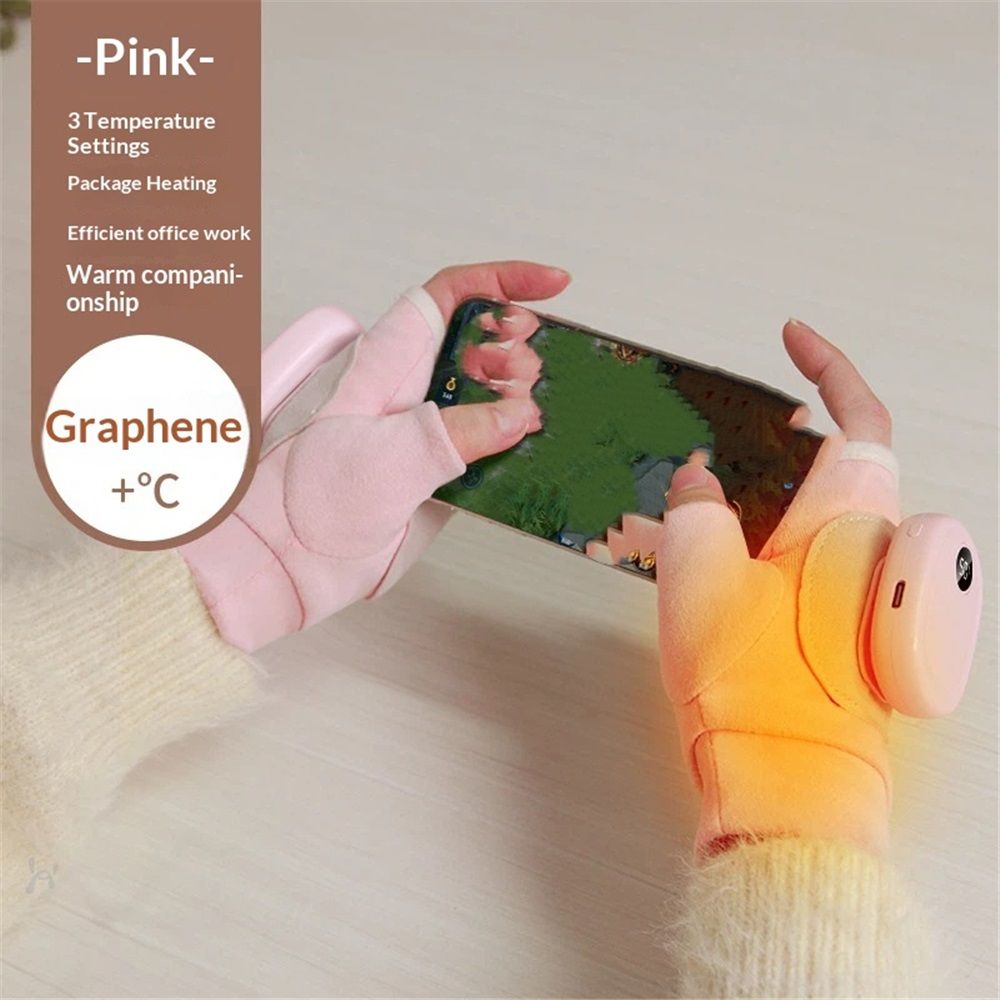 Heated Gloves for Women, Upgraded Smart Thermostatic Electric Heated Fingerless Gloves Rechargeable for Women Men, Winter Hand Warmer for Work Cycling Skiing Outdoor Snow (Pink)