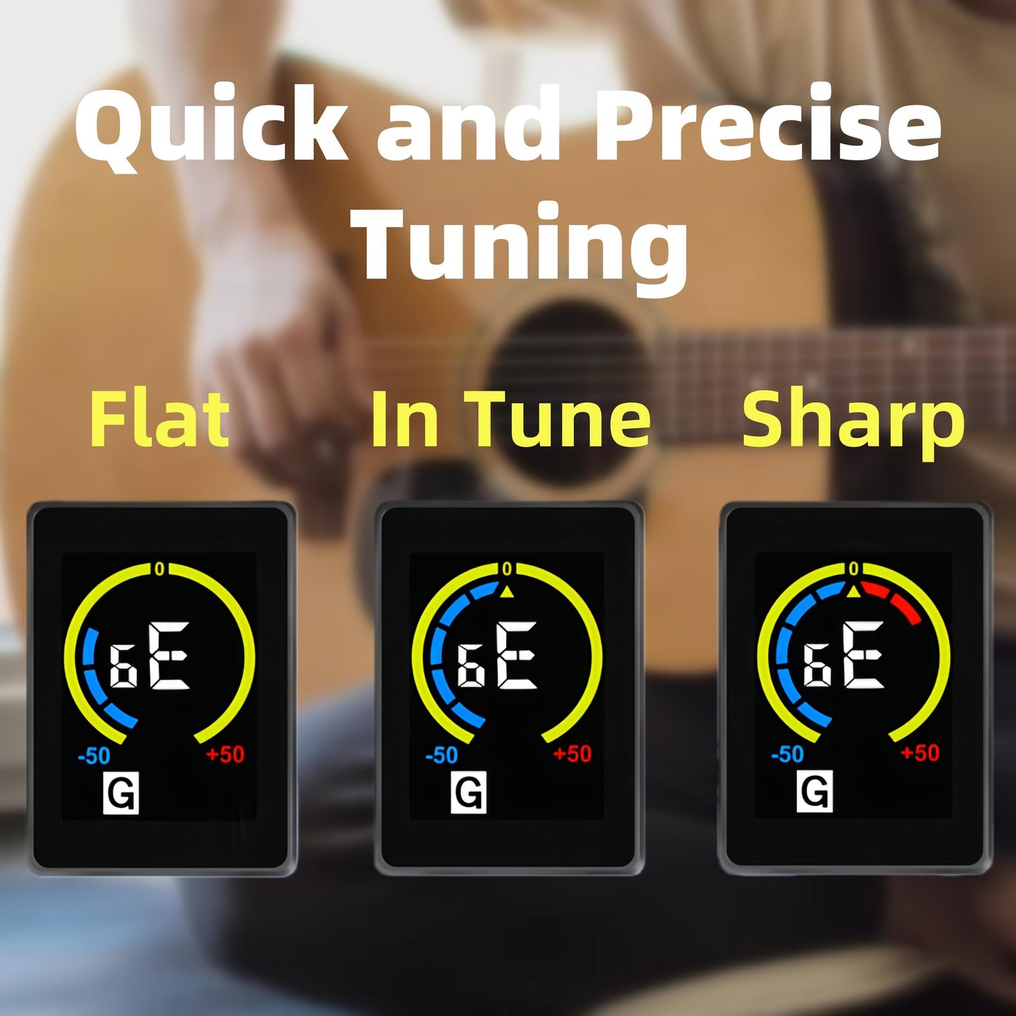 Professional Clip-On Tuner for Guitar, Bass, Ukulele, Violin, Mandolin, Banjo & All Instruments, Fast & Accurate Chromatic Tuning with Multi-Key Modes, Black