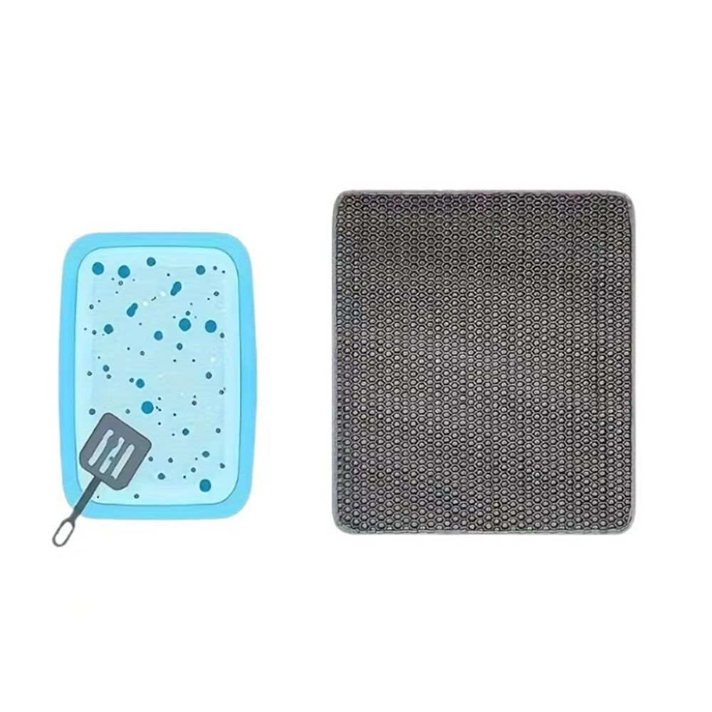 Cat Litter Mat Large Cat Litter Trapping Mat 30x30cm Double Layer Urine and Water Proof Kitty Litter Box Mat  grey