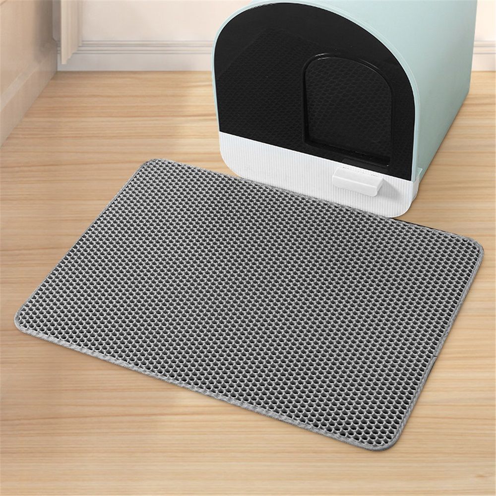 Cat Litter Mat Large Cat Litter Trapping Mat 30x30cm Double Layer Urine and Water Proof Kitty Litter Box Mat  grey