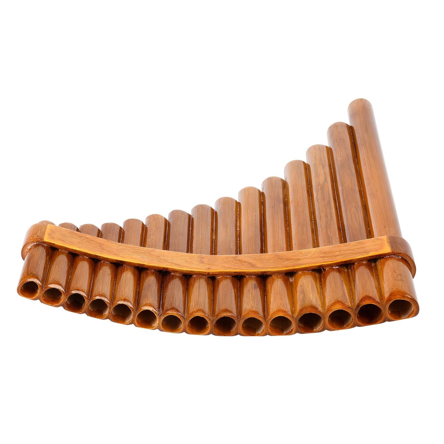 15 Pipes Brown Pan Flute G Key Chinese Traditional Musical Instrument Pan Pipes Woodwind Instrument (Right-Hand)