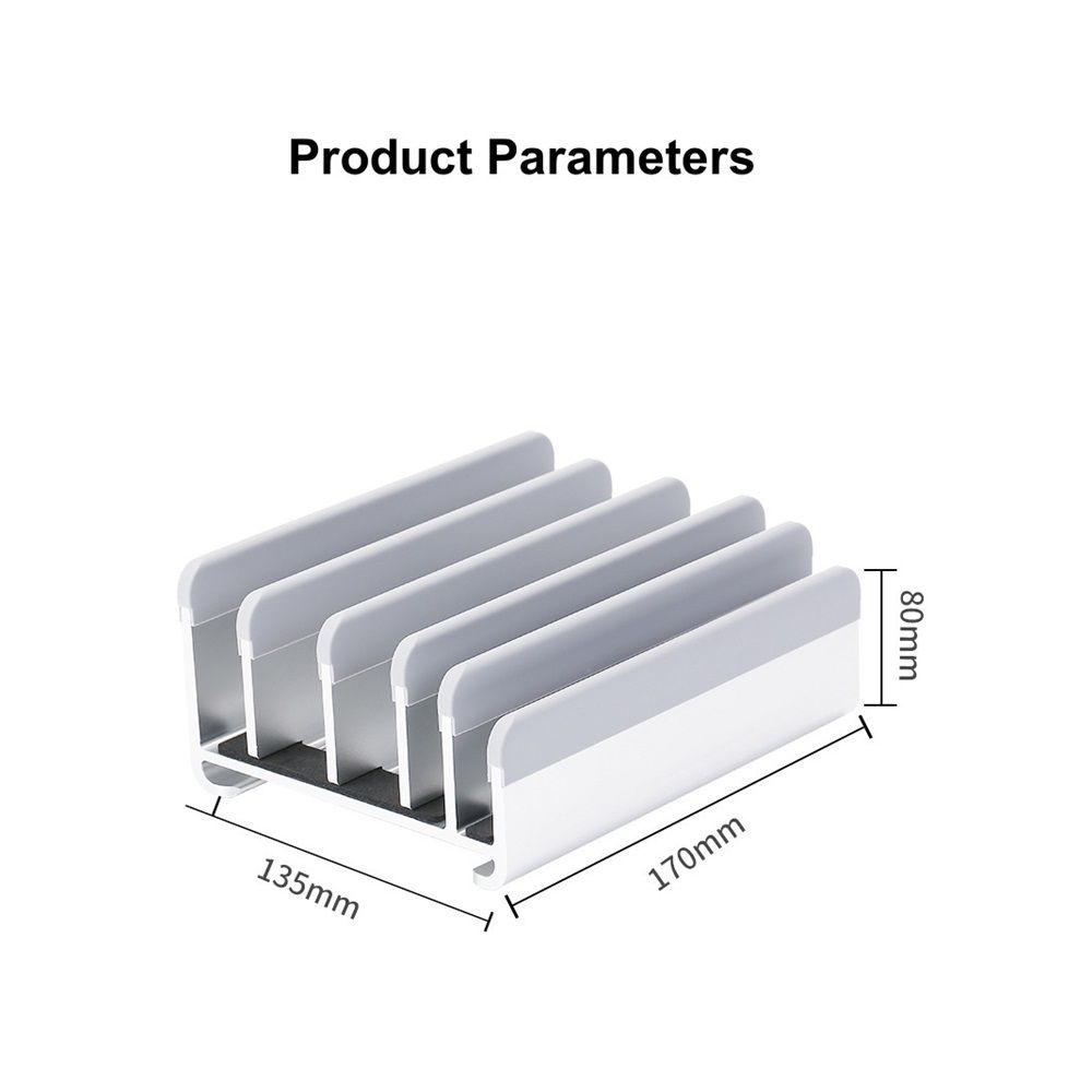 Adjustable Laptop Stand - Fits 5 Devices, Modern Design, Tool Free Adjustment, Protective & Stable | Grey (Grey, 5 Slots)