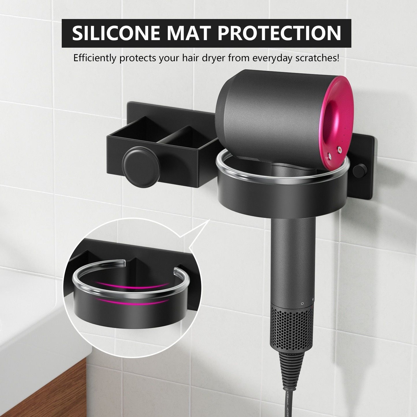 Hairdryer Holder Wall Mounted Hair Straightener Holder, Blow Dryer Holder, aluminum alloy Hair Tool Organizer for Straighteners, Hair Dryer, Brush, Curling Iron