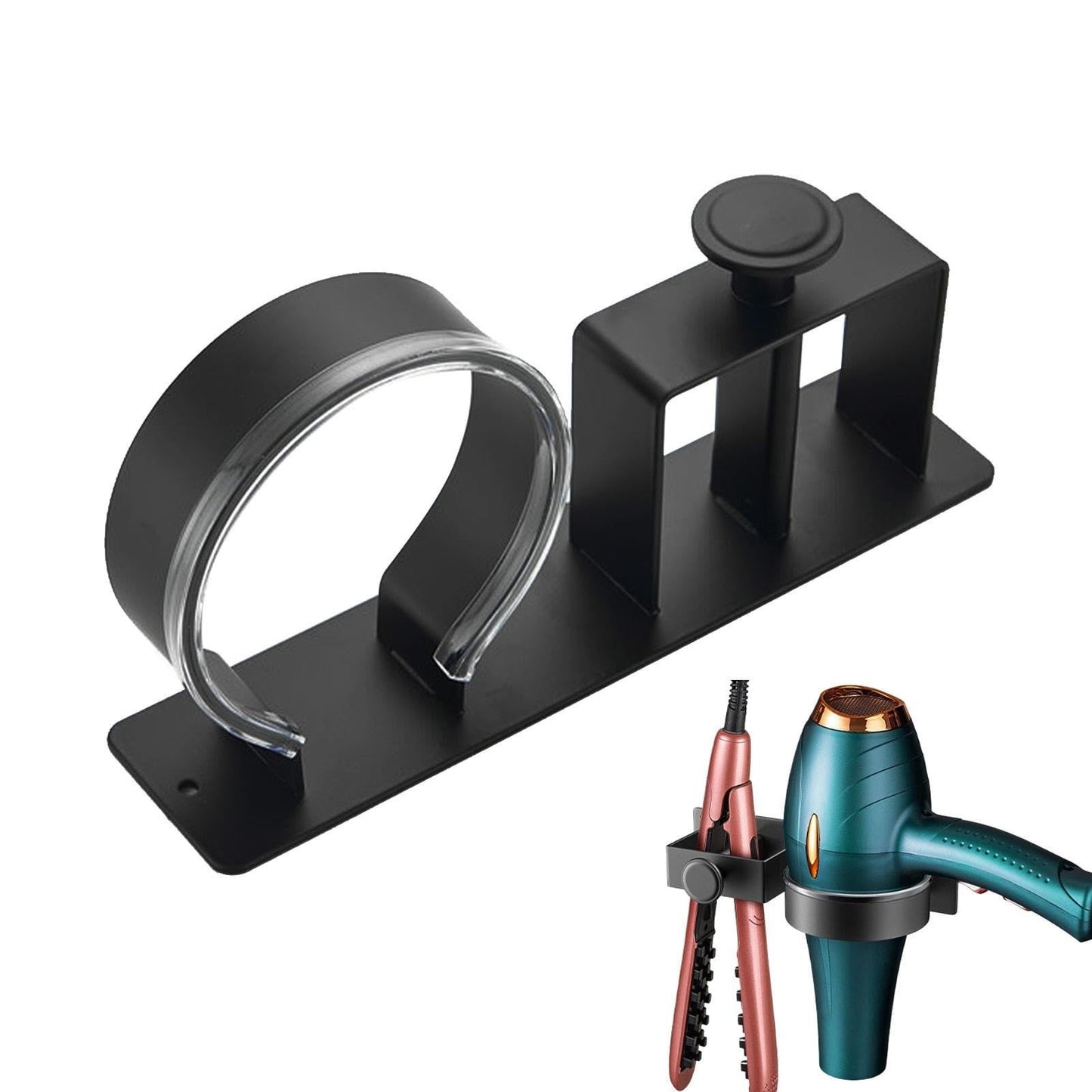 Hairdryer Holder Wall Mounted Hair Straightener Holder, Blow Dryer Holder, aluminum alloy Hair Tool Organizer for Straighteners, Hair Dryer, Brush, Curling Iron
