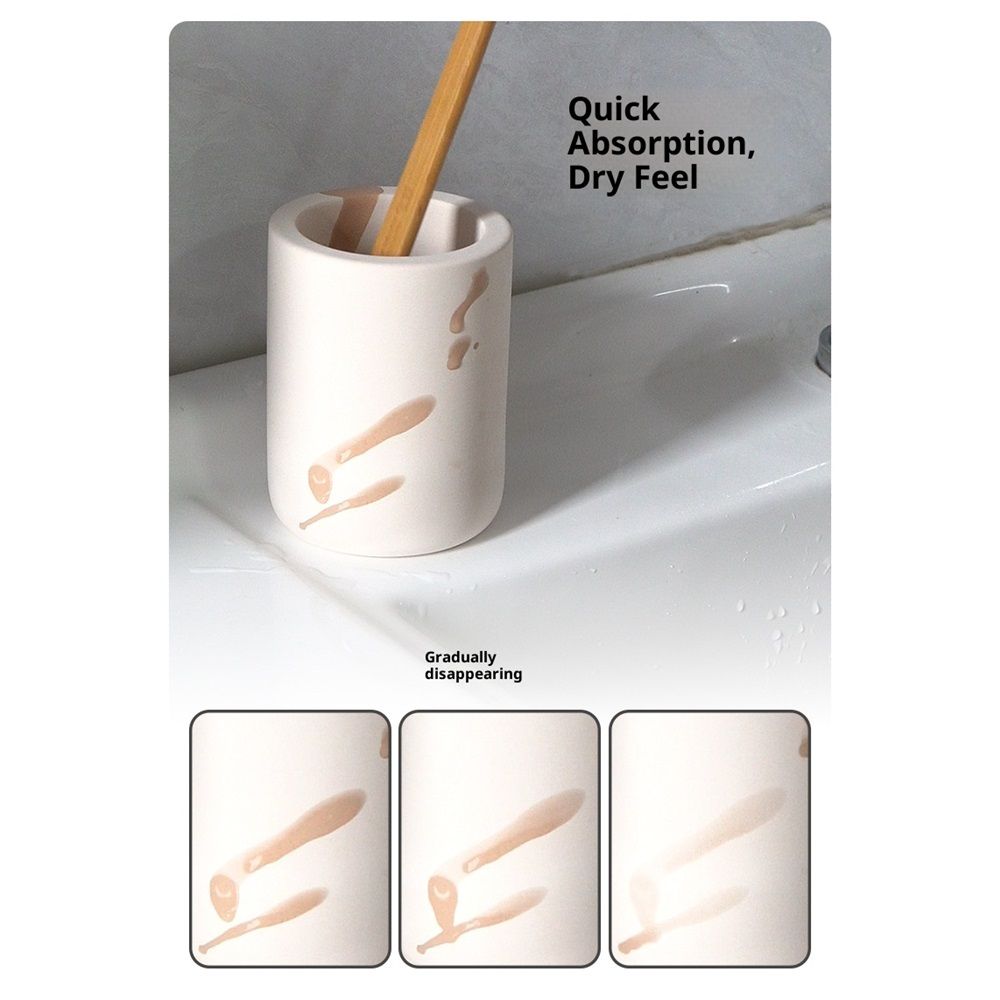 Drying Stone Toothbrush Holder, Diatomite Toothbrush Holders for Bathroom, Quick Drying Electric Toothbrush & Toothpaste Holder Cup, Diatomaceous Earth Bathroom Sink Organizer (beige)