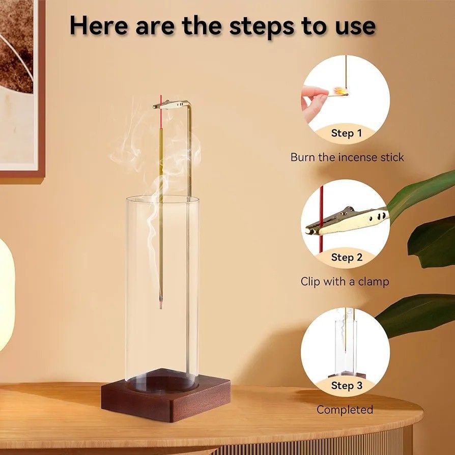 2 Pack Incense Holder for Sticks, Insence-Stick Holder Ash Catcher with Removable Glass [Anti-Ash Flying], Mess-Free Incense Burner, Perfect for Meditation Yoga Relaxation, Home Decor