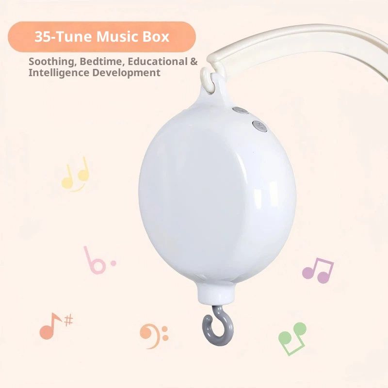 Baby Crib Mobile Motor, Rechargeable - Operated Music Box with Connectivity, Spinner Crib Mobile（white）