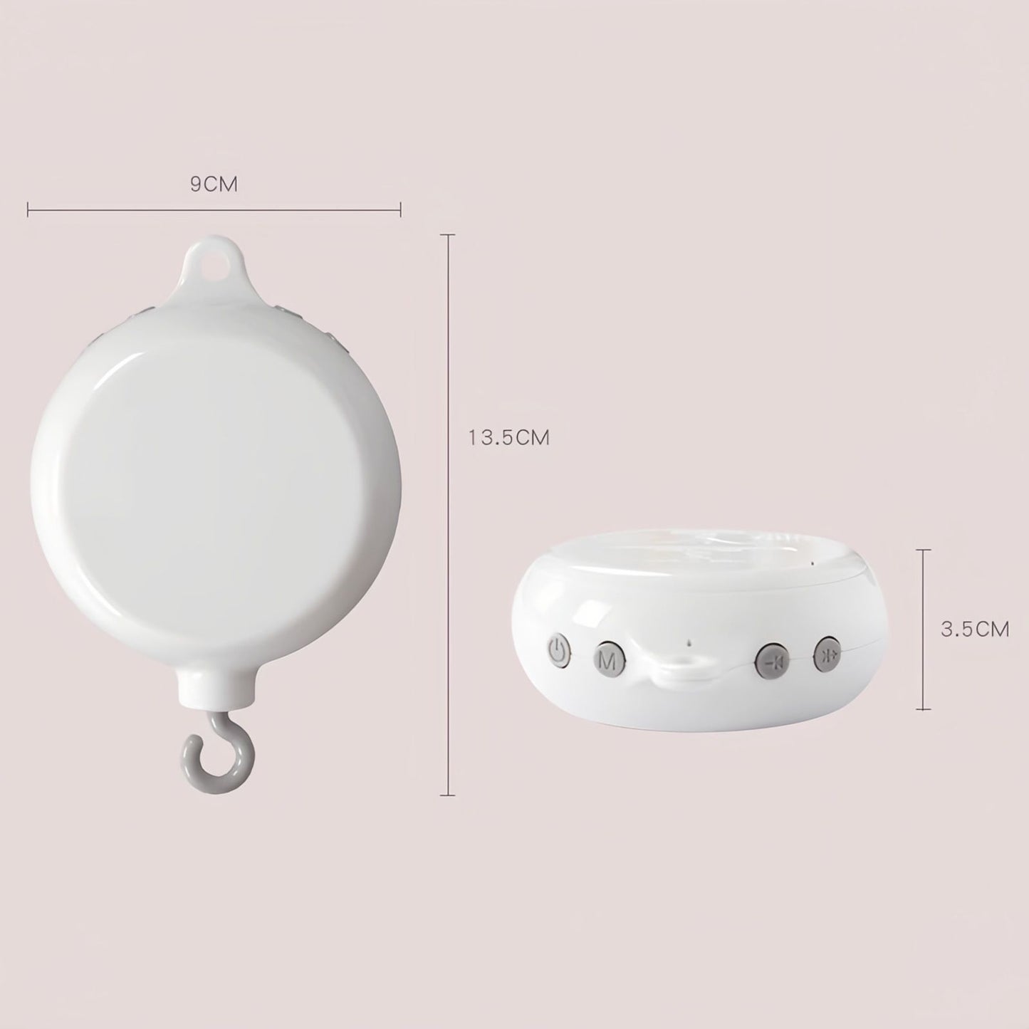 Baby Crib Mobile Motor, Rechargeable - Operated Music Box with Connectivity, Spinner Crib Mobile（white）