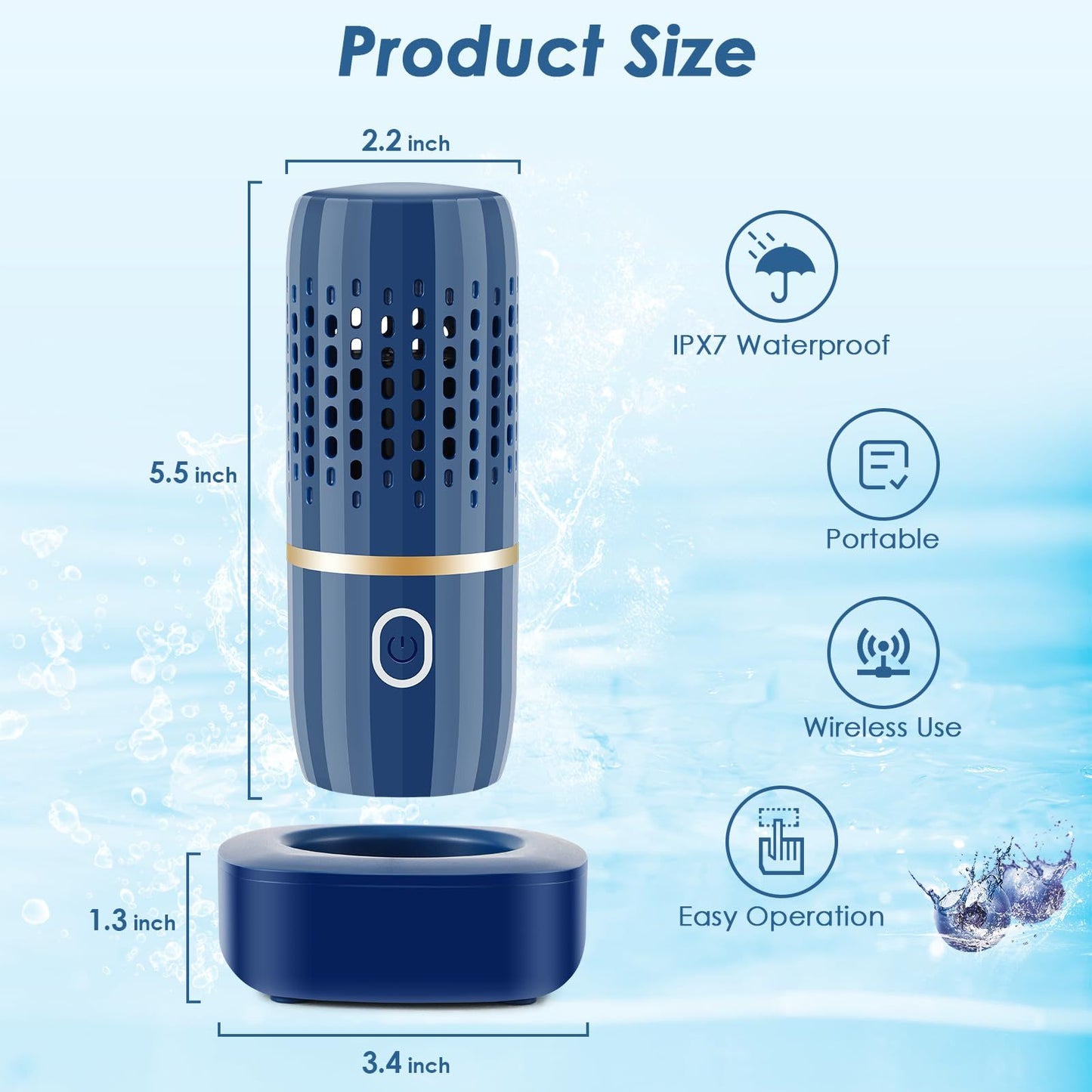 Fruit and Vegetable Purifier Cleaner Washing Machine Capsule Shape Disinfection  Purification Technology for Cleaning Grains Rice Meat Seafood, Blue (high-end charging version)