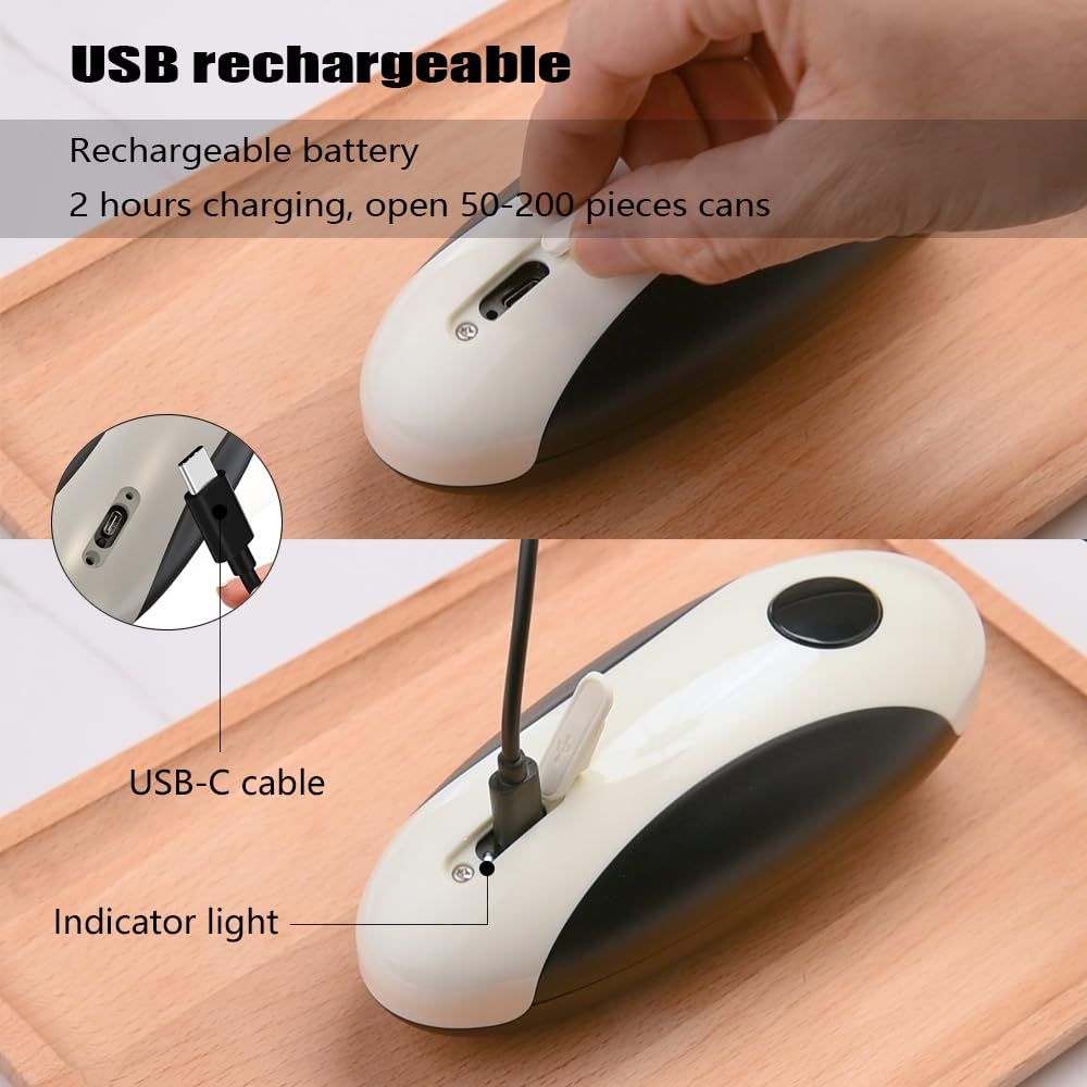 Electric Can Opener, Rechargeable Can Opener Electric Fits Most Can Sizes with Smooth Edge, USB-C Fast Charge Can Opener,One-Touch Automatic Can Openers for Seniors