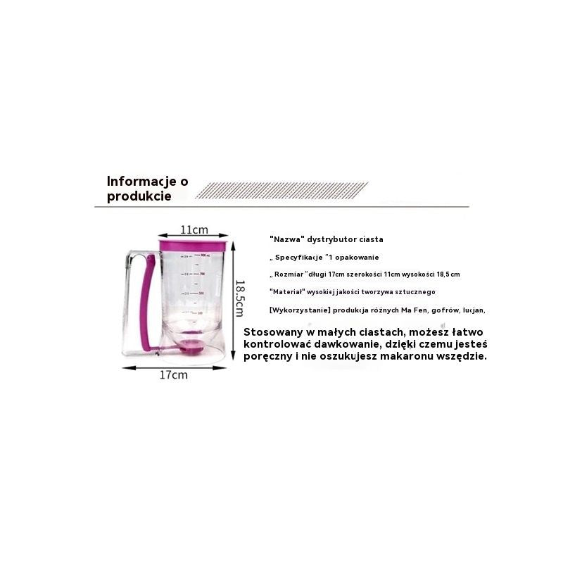 Pancake Cupcake Batter Dispenser for Waffles, Muffin Mix, Crepes, Cake Purple Pancakes, Cupcake,  900ml