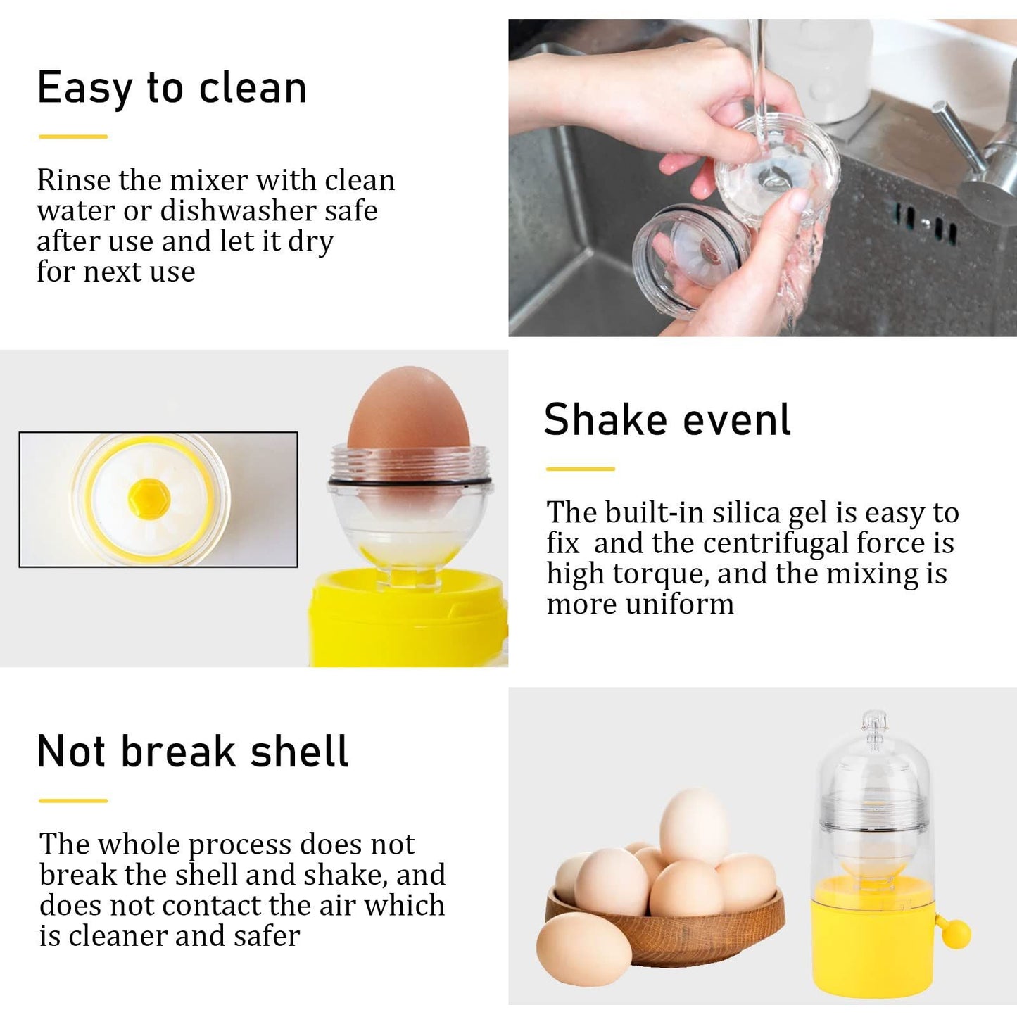 Portable Egg Scrambler Shaker Whisk Hand Powered Golden Egg Maker Eggs Yolk White Mixer Kitchen Gadgets for Mixing the Egg