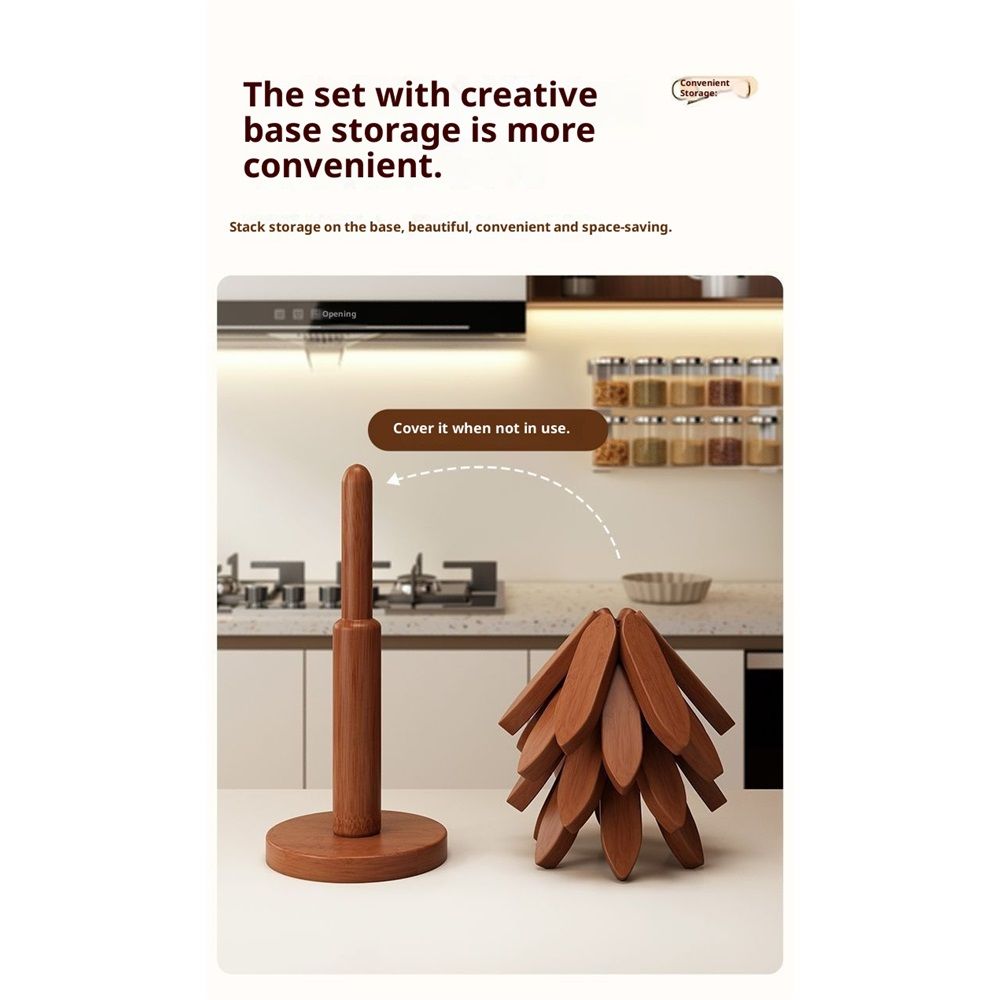 Wooden Trivets for Hot Dishes, 4 Wooden Tree-Trivet Set, Wood Coasters Like Christmas-Tree,  for Coffee Table, Kitchen Table Decor