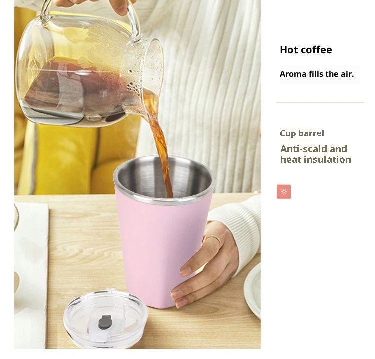 330ml Ice Cup Tumbler with Lid Double Wall Vacuum Insulated Travel Coffee Mug Stainless Steel Thermal Cup Powder Coated Sturdy Coffee Tumbler Bulk for Hot and Cold Beverage (Pink,1)