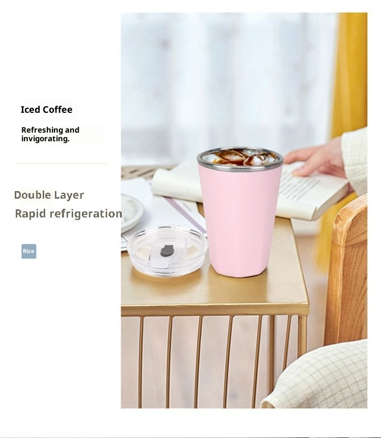 330ml Ice Cup Tumbler with Lid Double Wall Vacuum Insulated Travel Coffee Mug Stainless Steel Thermal Cup Powder Coated Sturdy Coffee Tumbler Bulk for Hot and Cold Beverage (Pink,1)