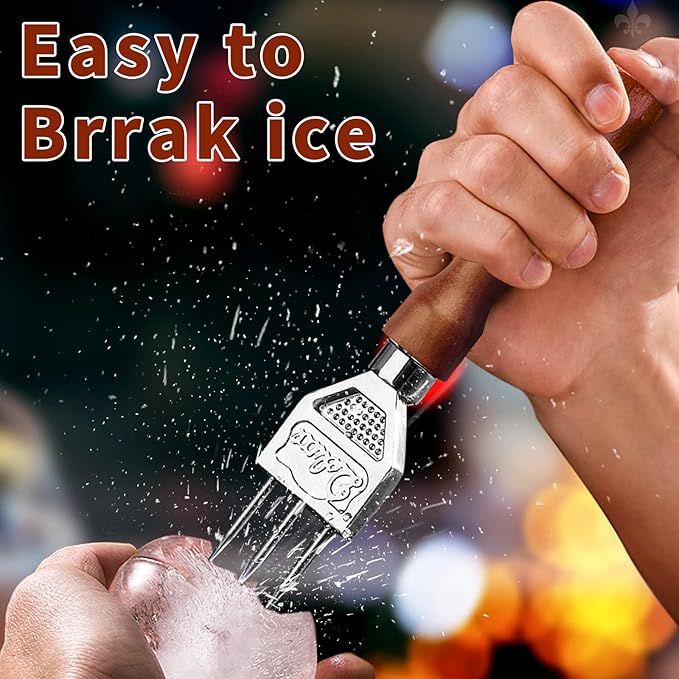 Ice Pick Stainless Steel with Safety Wooden Handle for Kitchen Tool, Bartender, Restaurant, Picnics, Camping, Japanese Style Ice Crushers for Home Use, Ideal for Bars and Families, 7.1 Inch