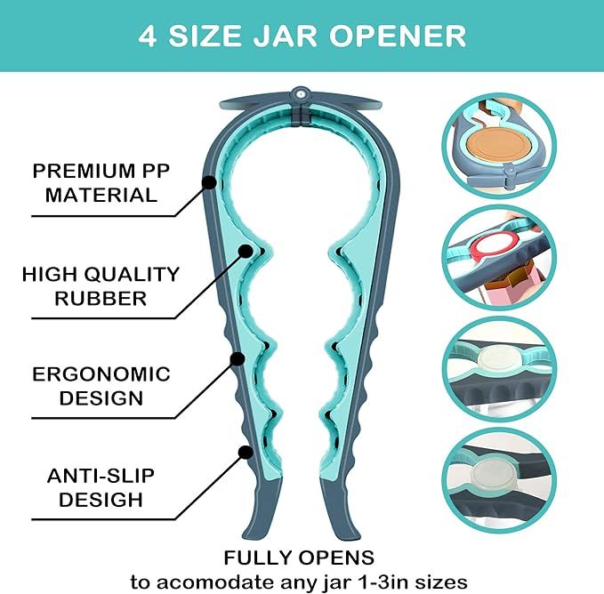 Bottle Opener for Arthritic Hand,Jar Opener for Old People, Children, Women, Those with Weak Hands,Multifunctional Kitchen Gadgets