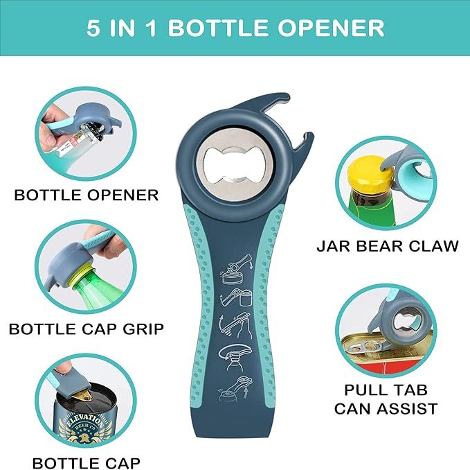 Bottle Opener for Arthritic Hand,Jar Opener for Old People, Children, Women, Those with Weak Hands,Multifunctional Kitchen Gadgets