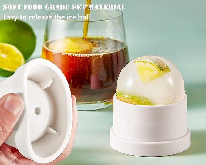 Ice Ball Maker Mold - Set of 3, Round Ice Cube Mold, 2.4 Inch Sphere Ice Cubes for Whiskey, Cocktails, Bourbon (3, White)