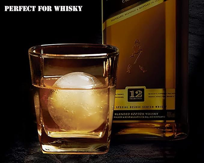 Ice Ball Maker Mold - Set of 3, Round Ice Cube Mold, 2.4 Inch Sphere Ice Cubes for Whiskey, Cocktails, Bourbon (3, White)
