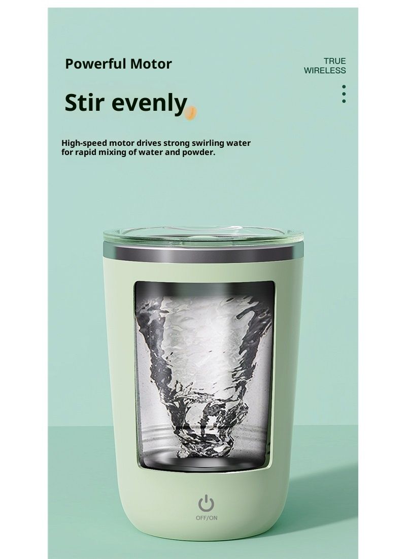 Self Stirring Mug, Electric Mixing Cup Magnetic Rechargeable Auto Mug Coffee Rotating Home Office Travel Suitable for Coffee/Milk/Cocoa (Green350ml)