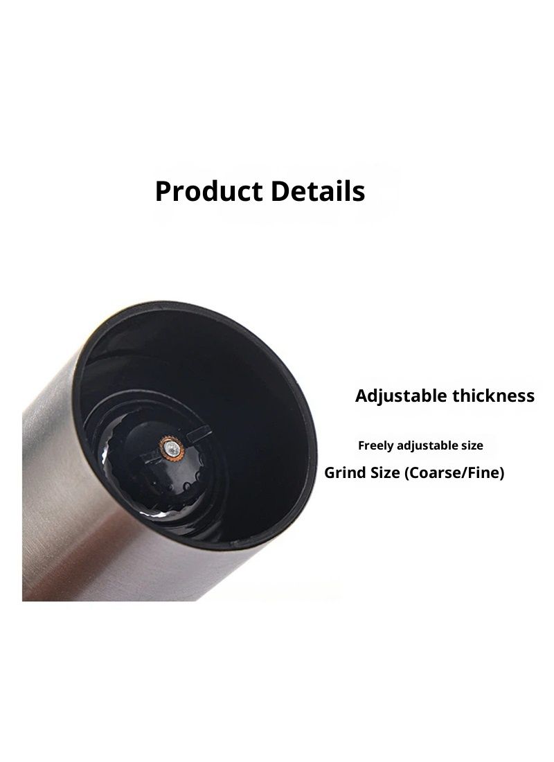 2 in 1 Salt and Pepper Grinder with Adjustable Ceramic Rotor, Manual dual headStainless Steel Salt Grinders and Pepper Mill for Kitchen, Outdoor Barbecue（Single cell 70ml）