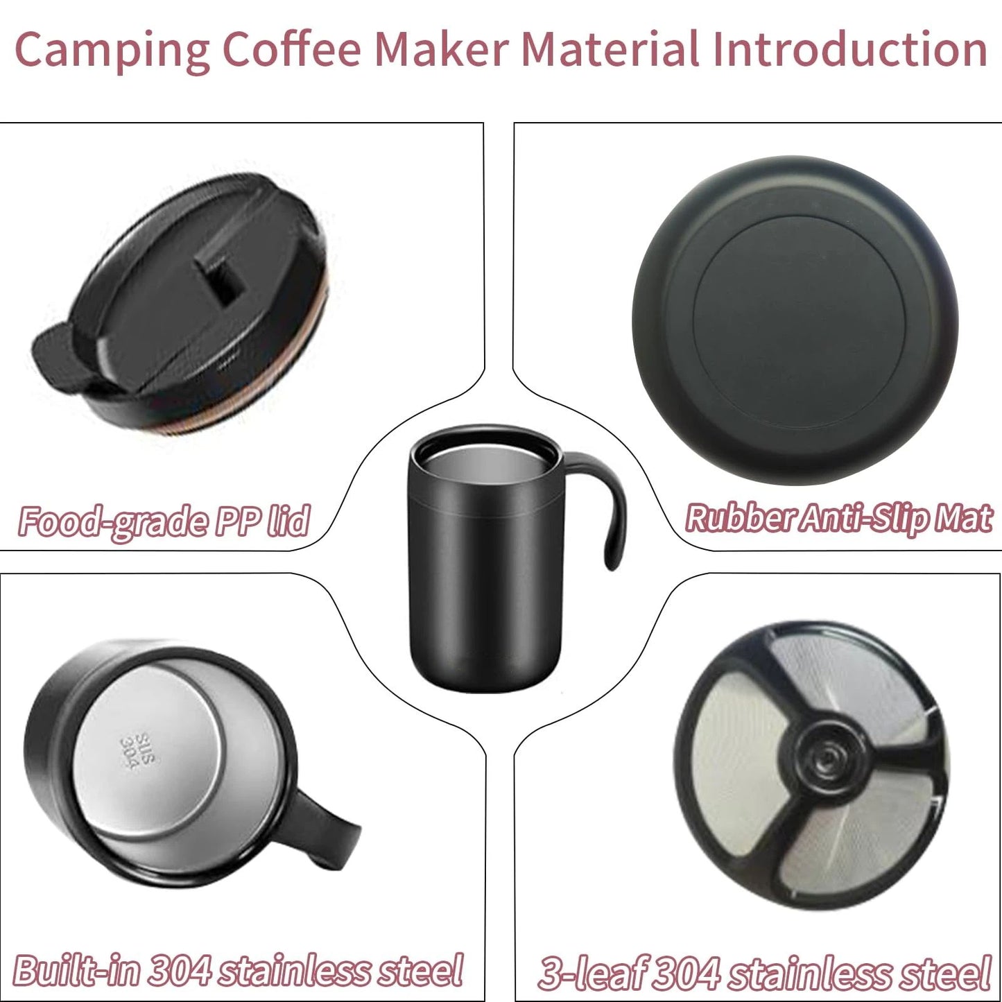 500ml Camping Coffee Maker Pour Over Coffee Maker Set，Camp Pour Over Set，Portable Coffee Kit for Travel, Camping, Offices, Backpacking three-piece set