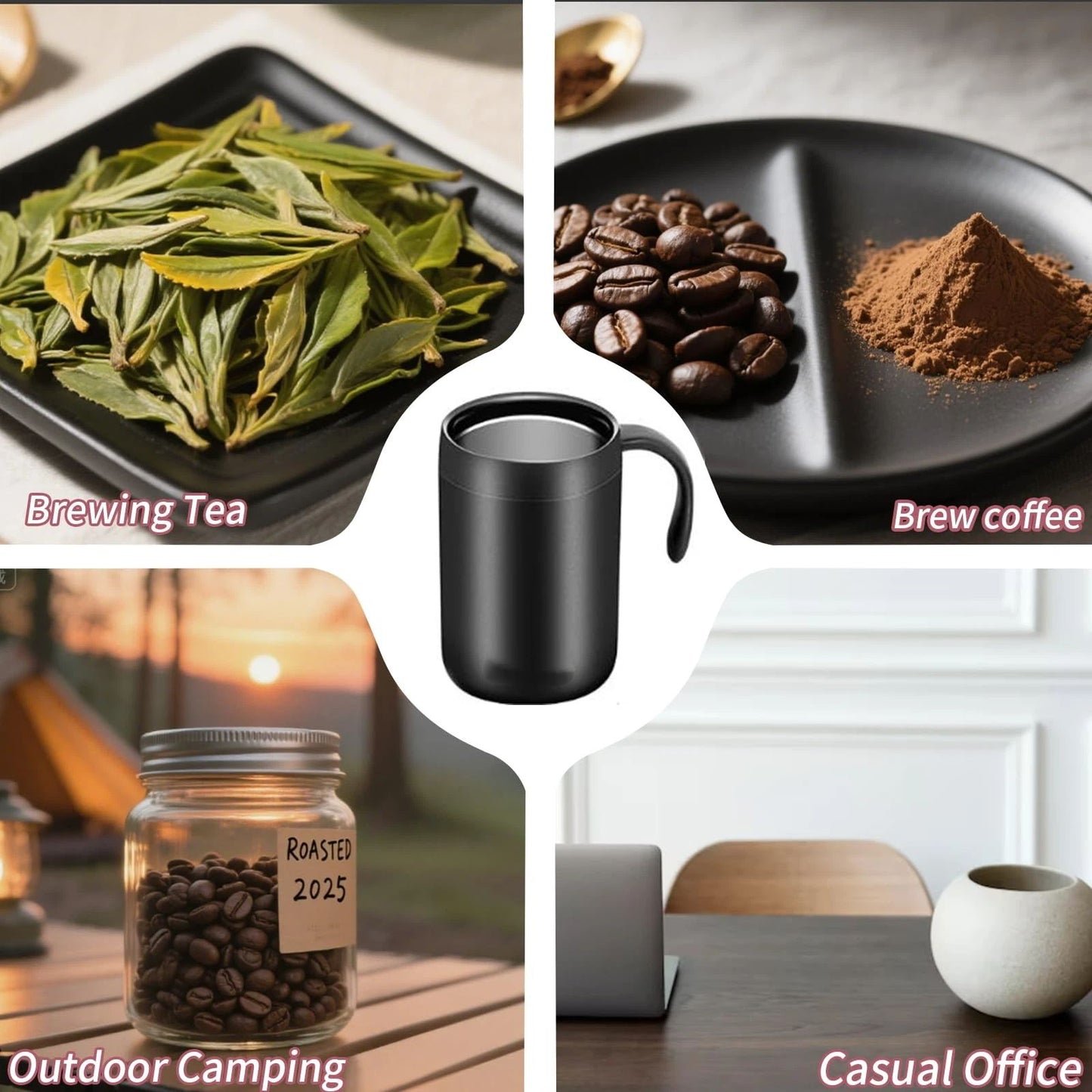 500ml Camping Coffee Maker Pour Over Coffee Maker Set，Camp Pour Over Set，Portable Coffee Kit for Travel, Camping, Offices, Backpacking three-piece set