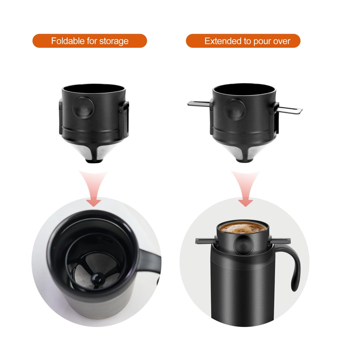 500ml Camping Coffee Maker Pour Over Coffee Maker Set，Camp Pour Over Set，Portable Coffee Kit for Travel, Camping, Offices, Backpacking three-piece set