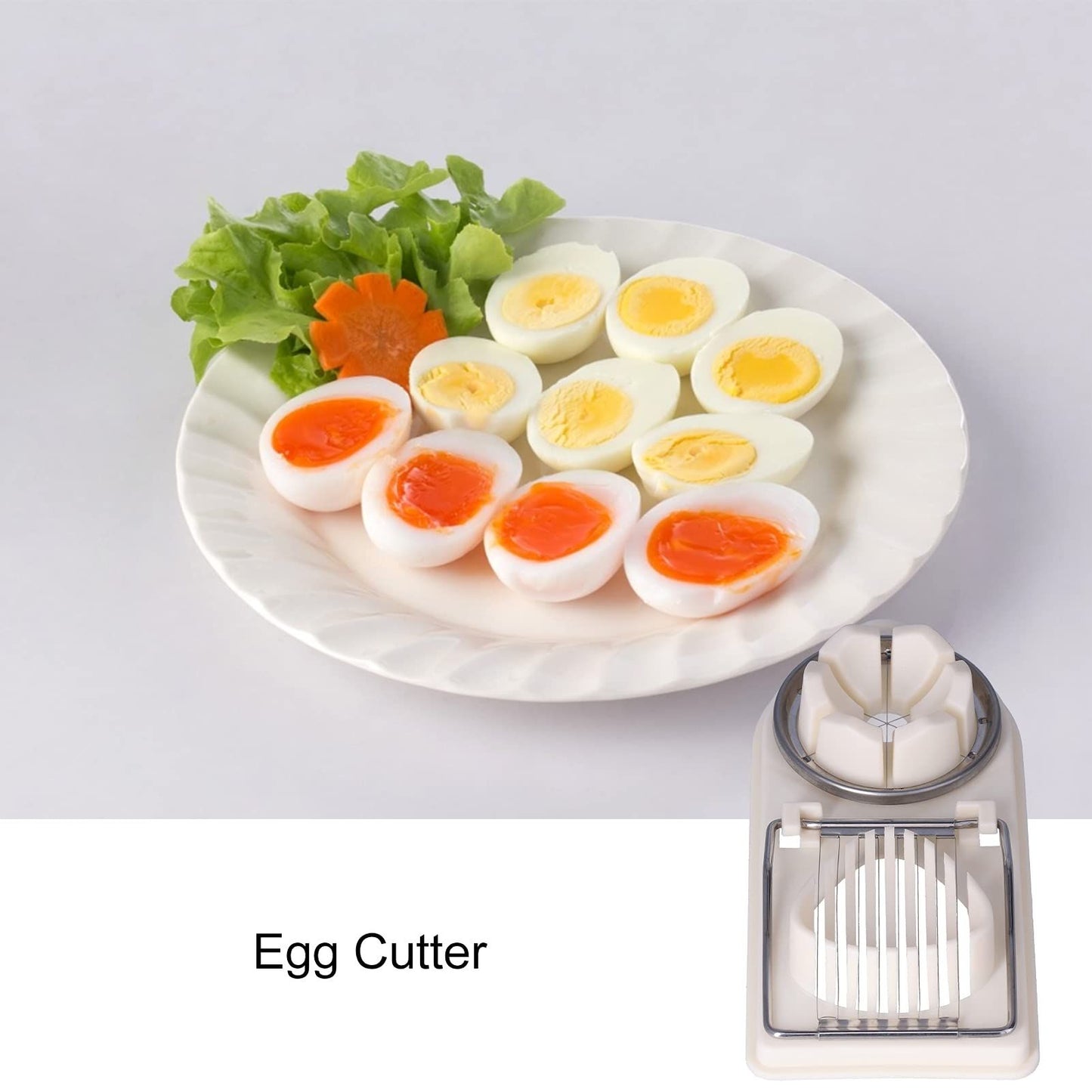 Egg Slicer 2-in-1 Eggs Cutter Multipurpose Boiled Egg Cut Slicers Stainless Steel Wire Egg Separator for Cutting Hard-Boiled Eggs Fruit Strawberry Banana(beige)