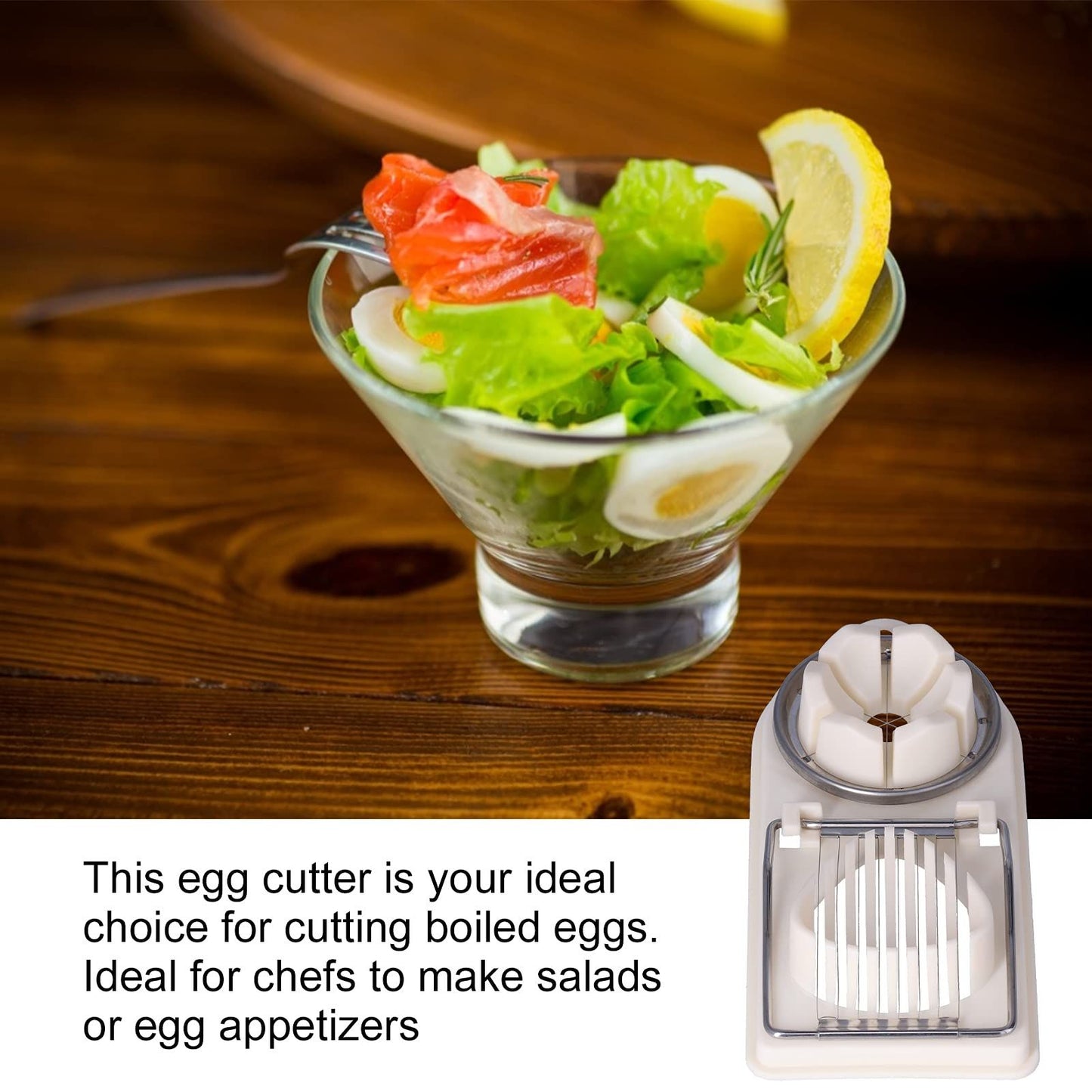 Egg Slicer 2-in-1 Eggs Cutter Multipurpose Boiled Egg Cut Slicers Stainless Steel Wire Egg Separator for Cutting Hard-Boiled Eggs Fruit Strawberry Banana(beige)