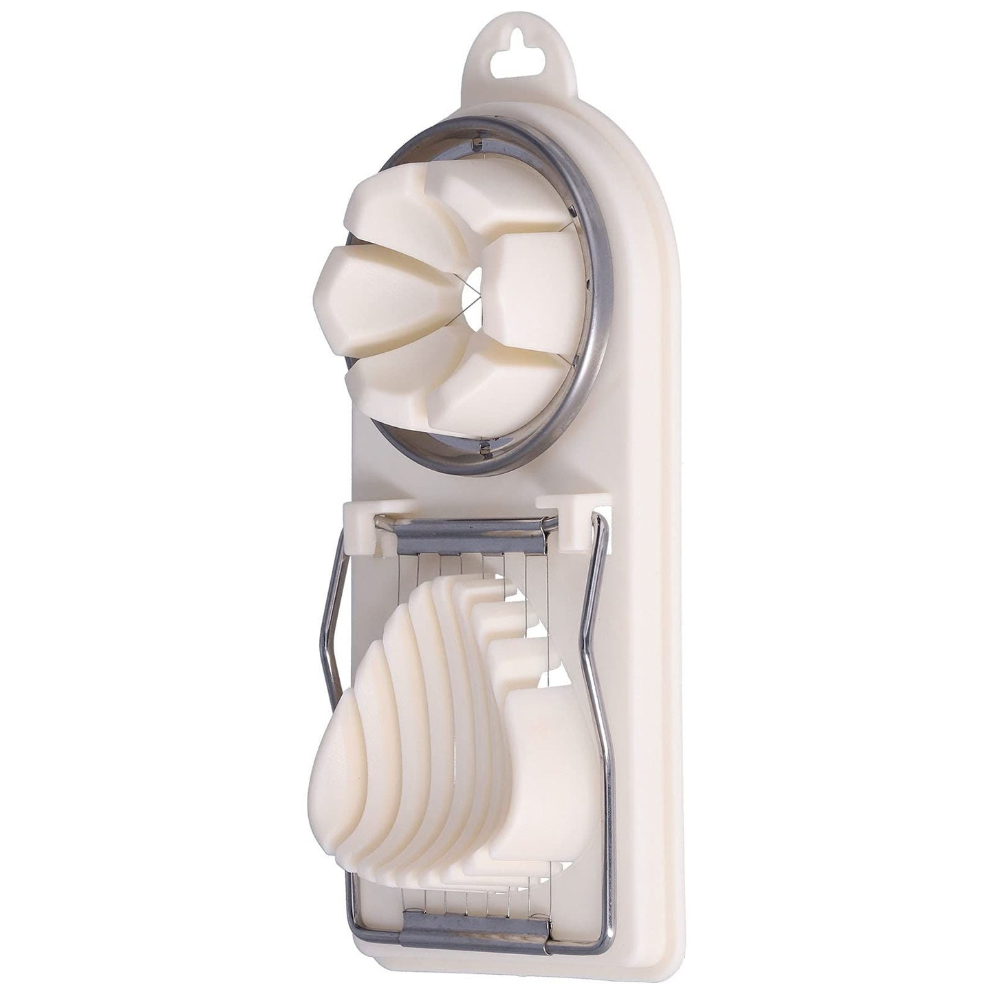 Egg Slicer 2-in-1 Eggs Cutter Multipurpose Boiled Egg Cut Slicers Stainless Steel Wire Egg Separator for Cutting Hard-Boiled Eggs Fruit Strawberry Banana(beige)
