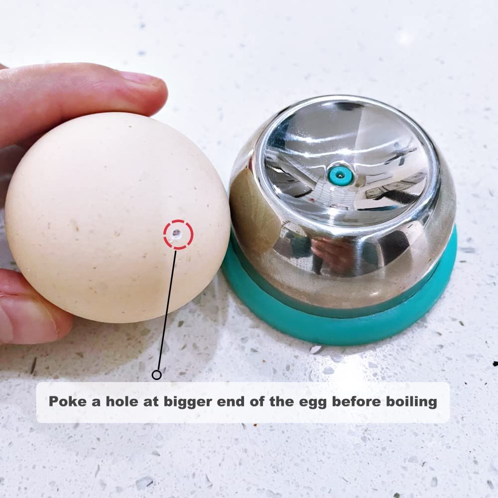 Stainless Steel Egg Piercer With Sturdy Base, Egg Hole Puncher to Get Good Hard Boiled Eggs, 2 Pcs