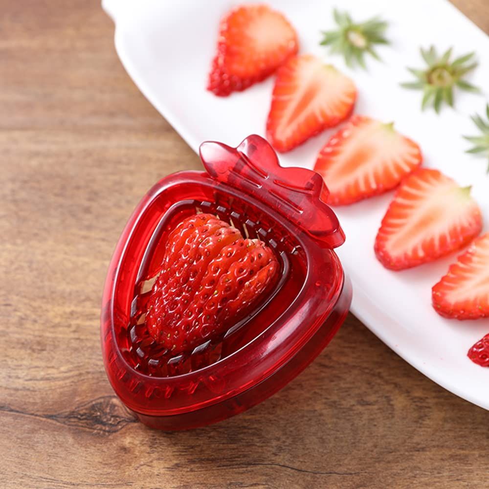 Red Strawberry Slicer,Cup Slicers | Egg Slicers | banana slicers | Strawberry Cutter | Quickly Making Fruit Vegetable,Stainless Steel Blade Kitchen Tools2pcs