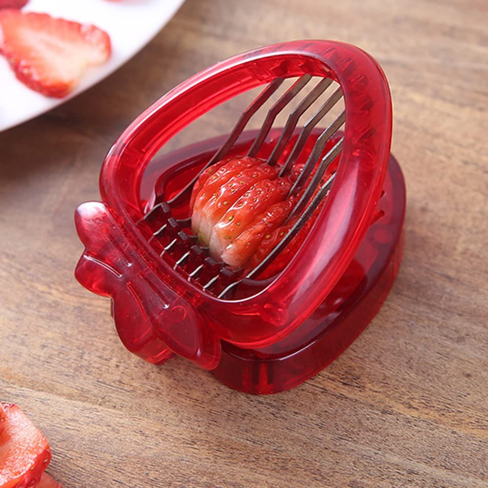 Red Strawberry Slicer,Cup Slicers | Egg Slicers | banana slicers | Strawberry Cutter | Quickly Making Fruit Vegetable,Stainless Steel Blade Kitchen Tools2pcs