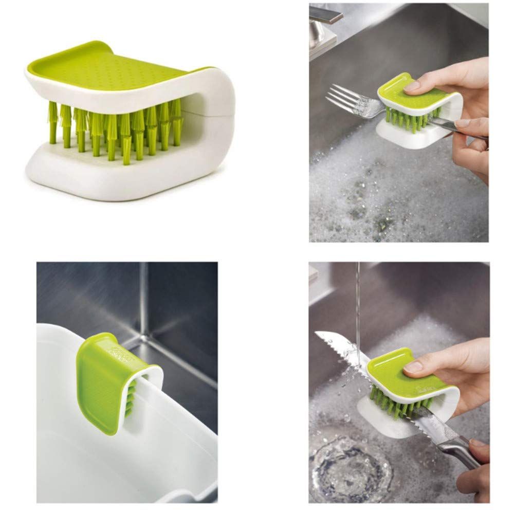 2Pcs Blade Brush Knife Cleaner Non-Slip Cutlery Cleaner Brush Kitchen Washing Chopsticks Knife and Fork Brush green