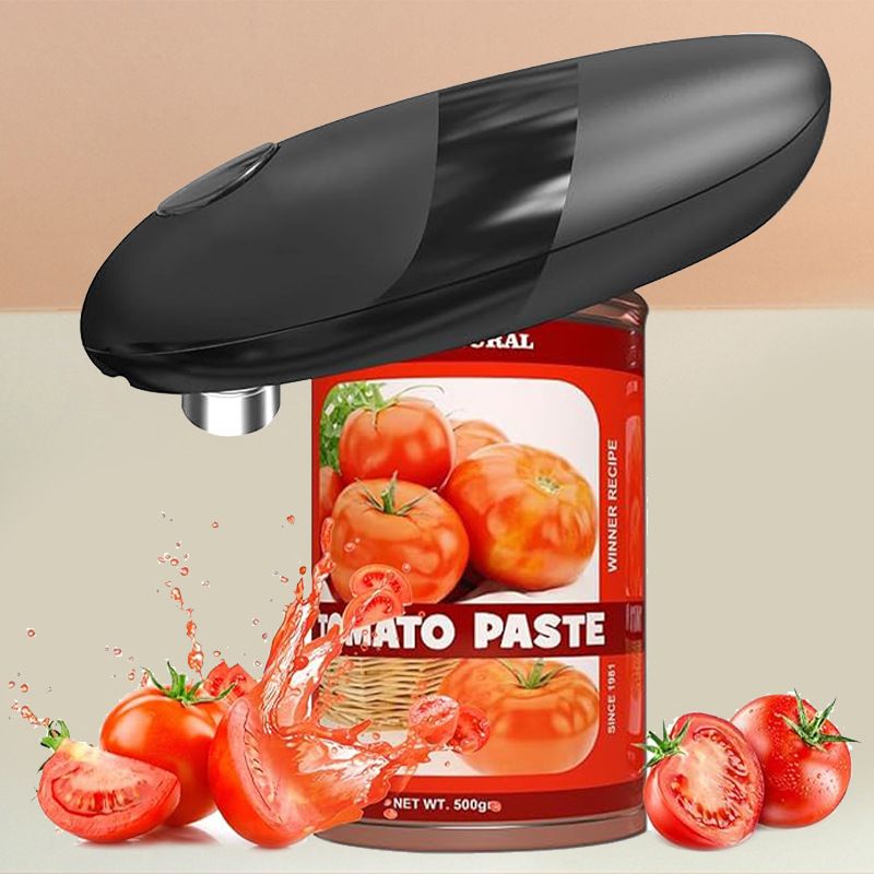 Auto Electric Can Opener: Open Your Cans with A Simple Press of Button - Automatic, Hands Free, Smooth Edge, Food-Safe, Battery Operated, Black（15.9*6.4*6.4cm)（Need to bring your own battery）