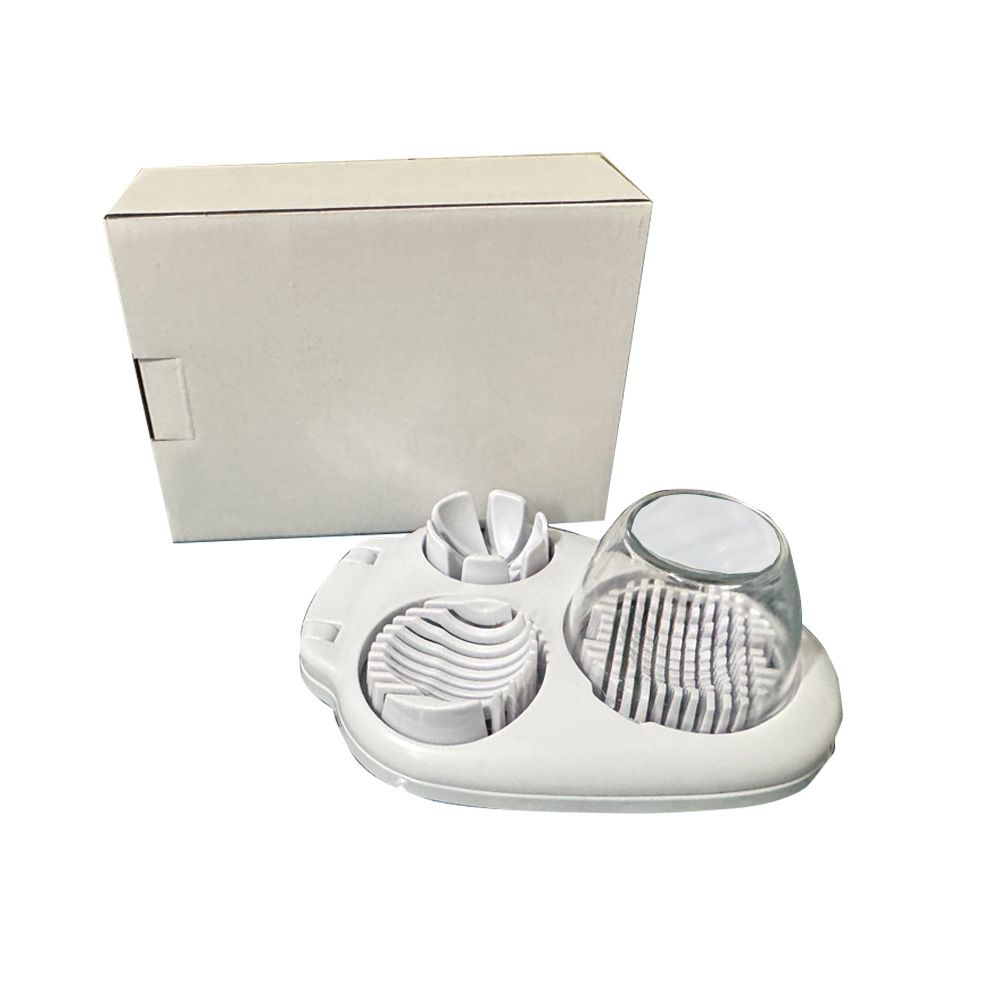 Egg Slicer for Hard Boiled Eggs - 3 Slice Modes Egg Cutter, Heavy Duty, Stainless Steel Dicer - Kitchen Chopper Tool for Strawberry, Mushroom, Grape, Cherry Tomato - White（20*14.5*8cm)