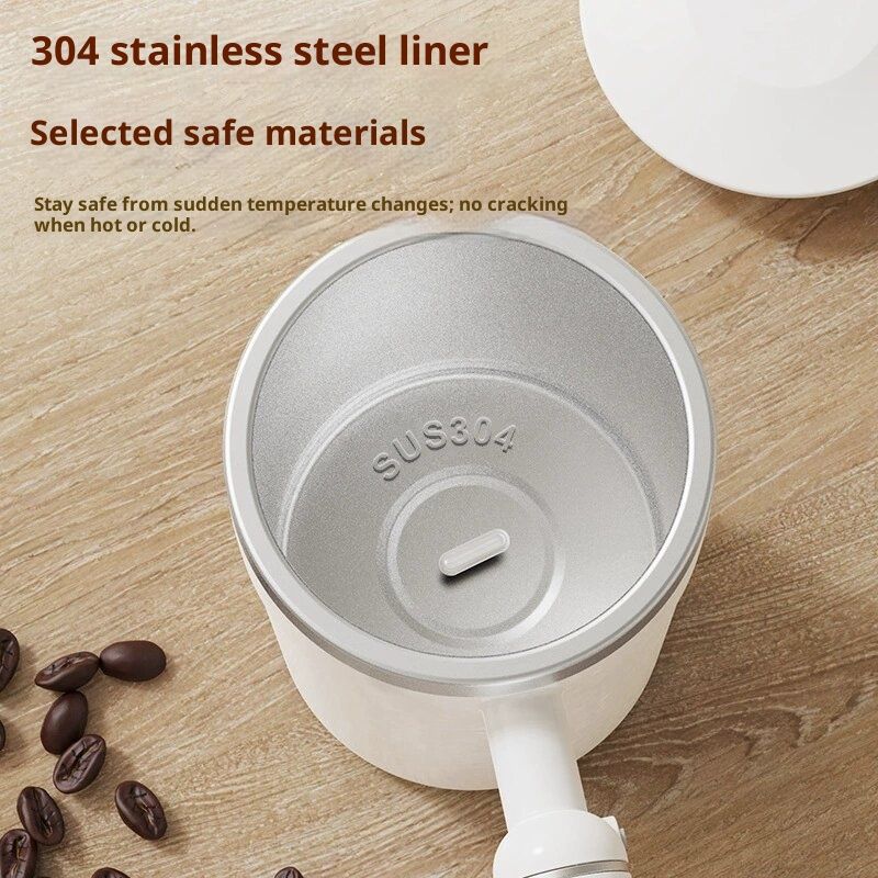 Self Stirring Coffee Mug-Automatic Magnetic Stirring Cup for Easy Mixing | USB Rechargeable with 304 Stainless Steel Interior,Silicone Lid,Ideal for Coffee,Cocoa,Milk（white 400ml）
