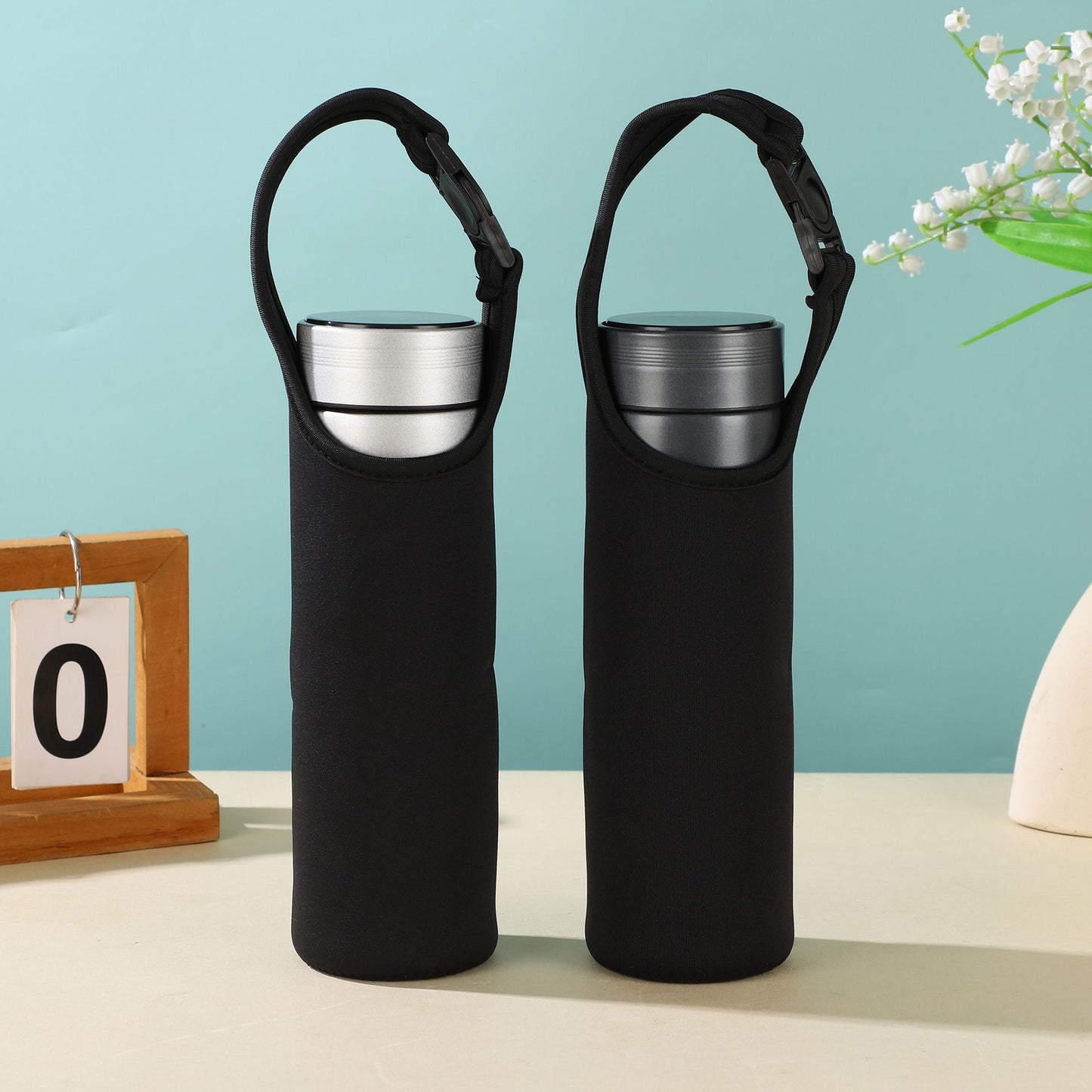 2pcs Tumbler Carrier Holder Water Bottle Handle Bag More Travel To-Go Cups Bottles (Black）Water Bottle Carrier Neoprene Sleeve Cup