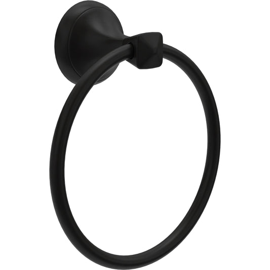 Modern Bathroom Hand Towel Ring, Bathroom Accessories Bath Towel Hanger for Kitchen,Matte Black（18*15.5cm)（The packaging includes three screws）