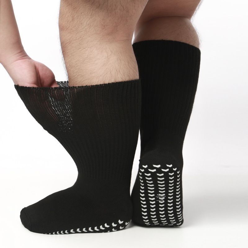 Extra Width Diabetic Socks Men Women-4 Pairs Wide Edema Sock for Swollen Feet,Non Slip Cast Bariatric Socks