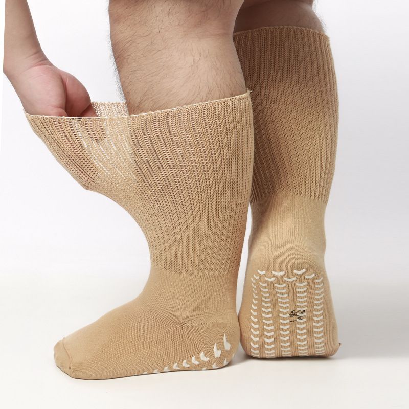 Extra Width Diabetic Socks Men Women-4 Pairs Wide Edema Sock for Swollen Feet,Non Slip Cast Bariatric Socks